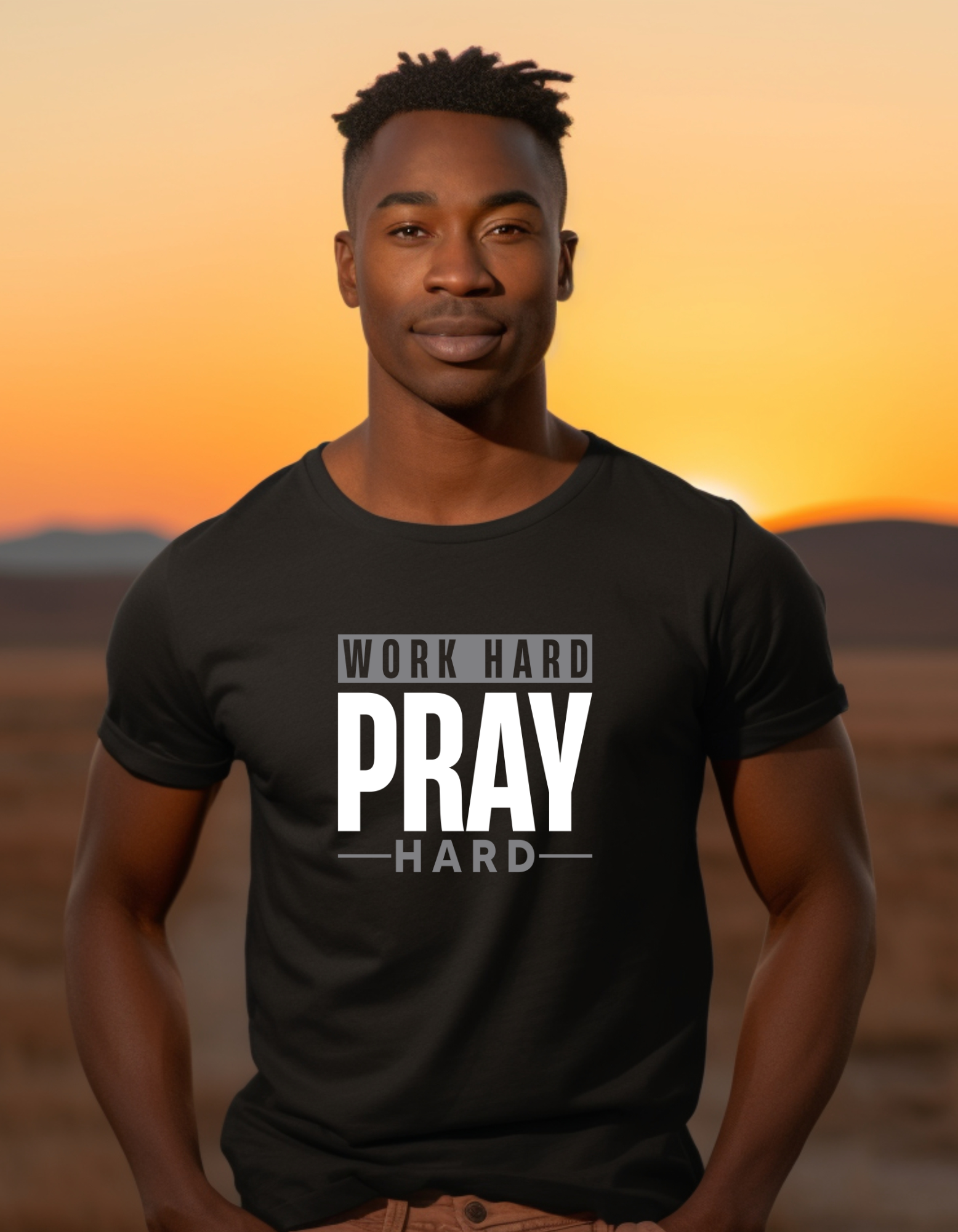 Work Hard Pray Hard Men’s Graphic T-Shirt