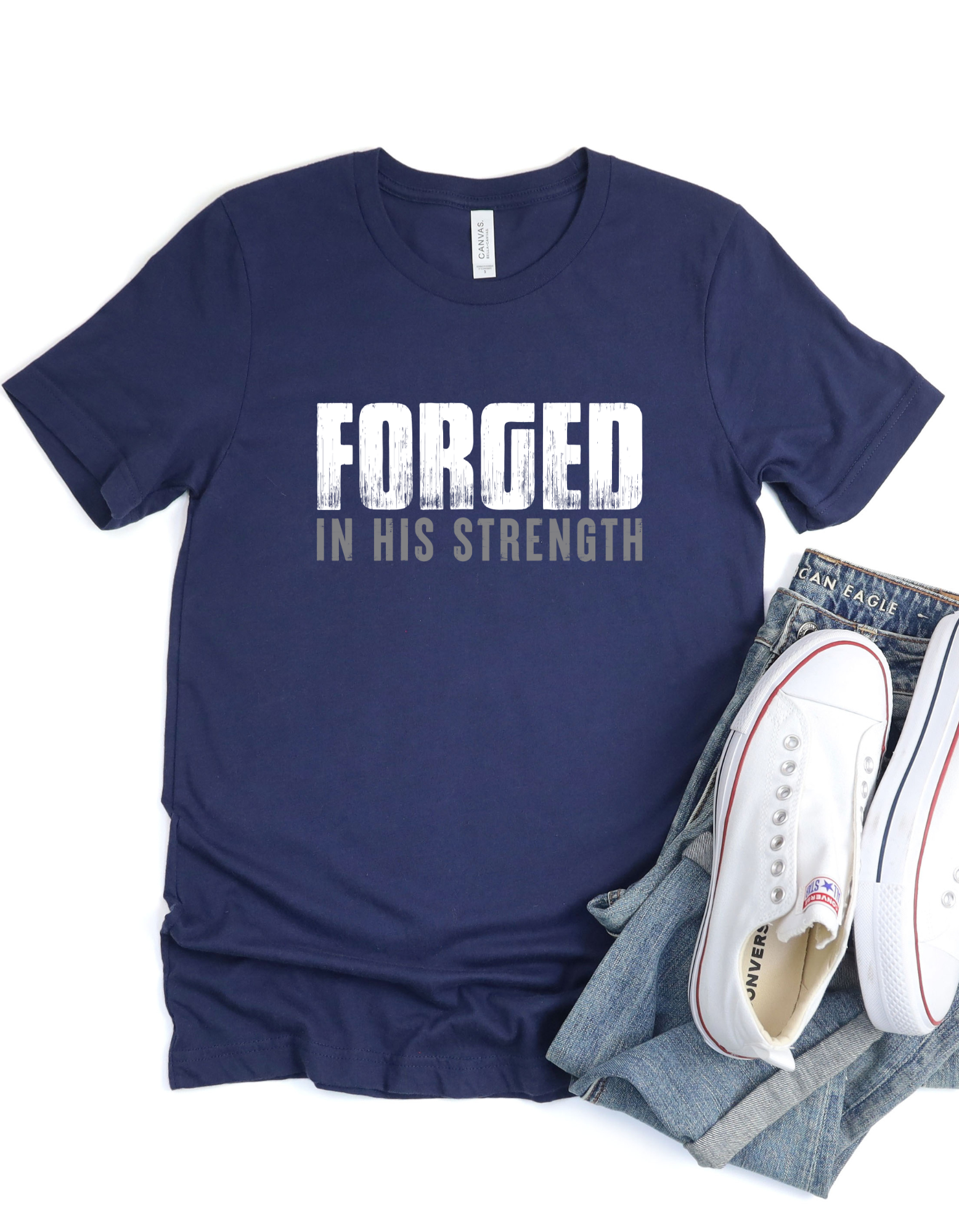 Forged In His Strength Men’s Graphic T-Shirt