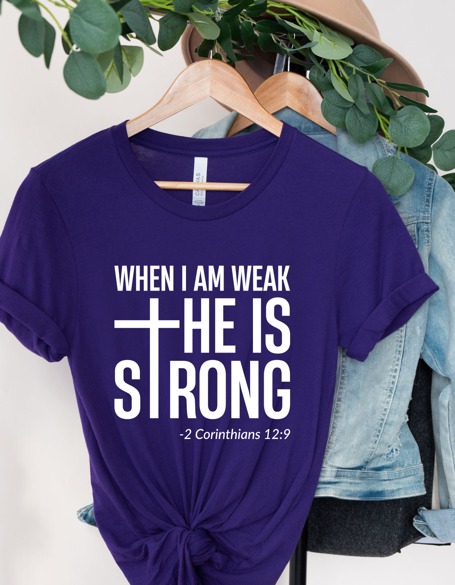 When I am Weak He is Strong Women’s Short Sleeve Graphic Tee