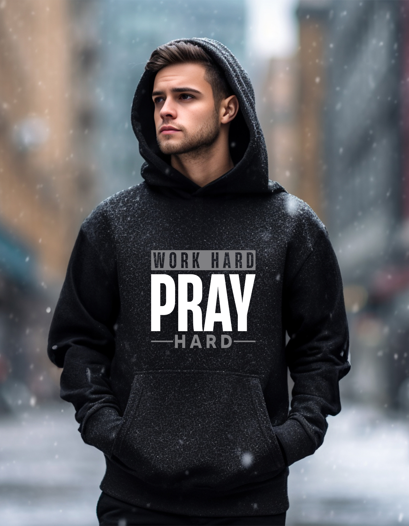 Work Hard Pray Hard Men’s Graphic Hoodie