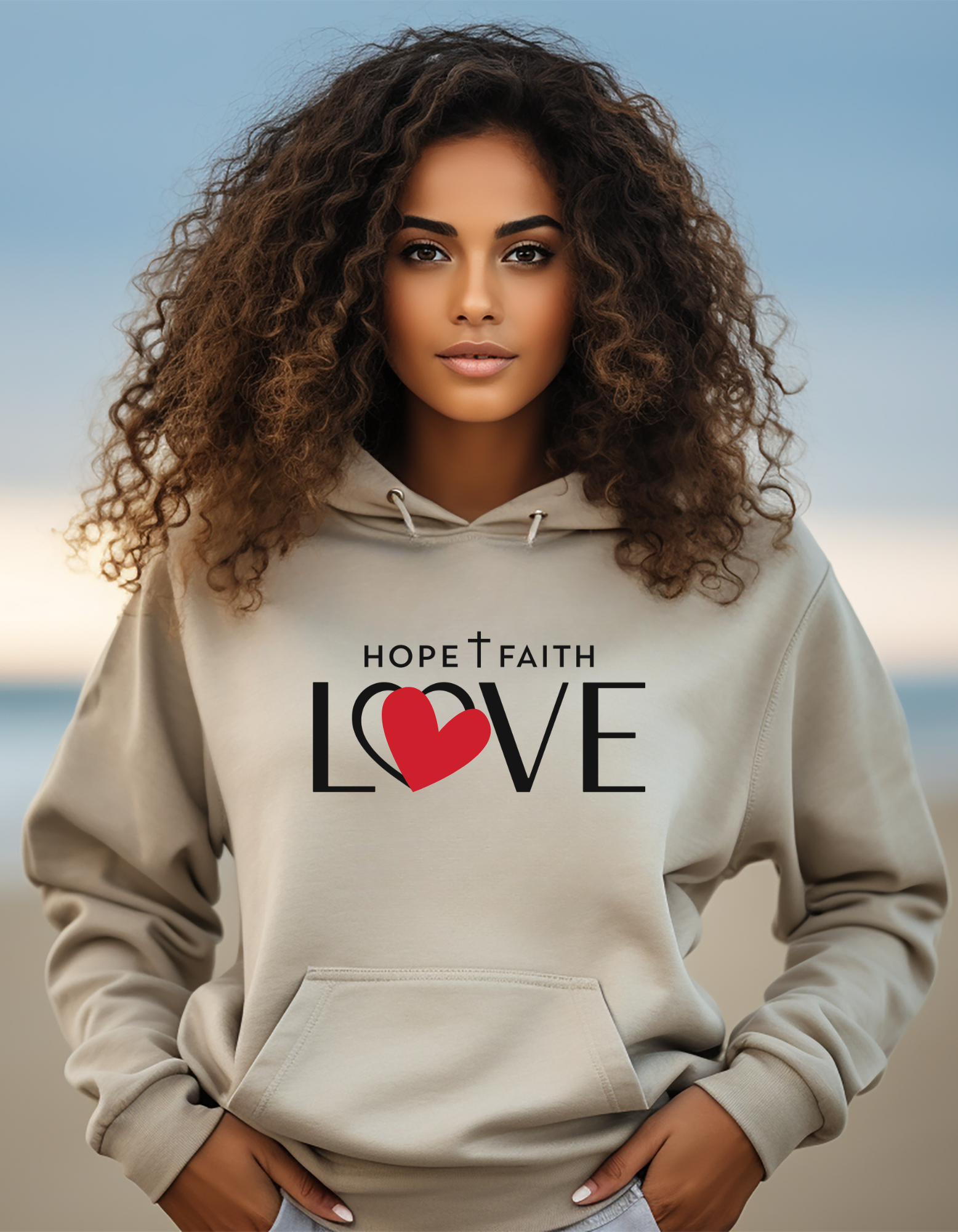 Hope Faith Love Women Graphic Hooded Sweatshirt