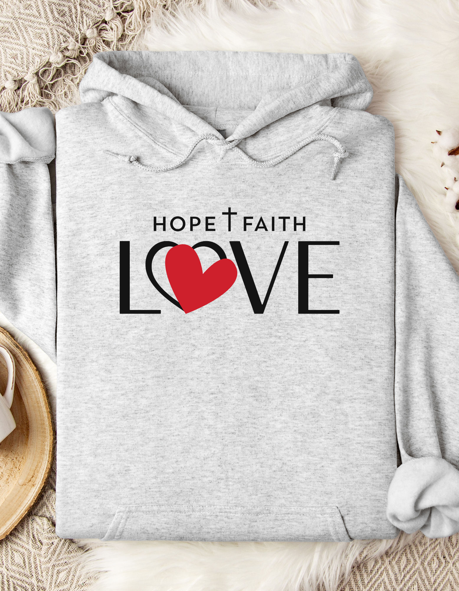 Hope Faith Love Women Graphic Hooded Sweatshirt